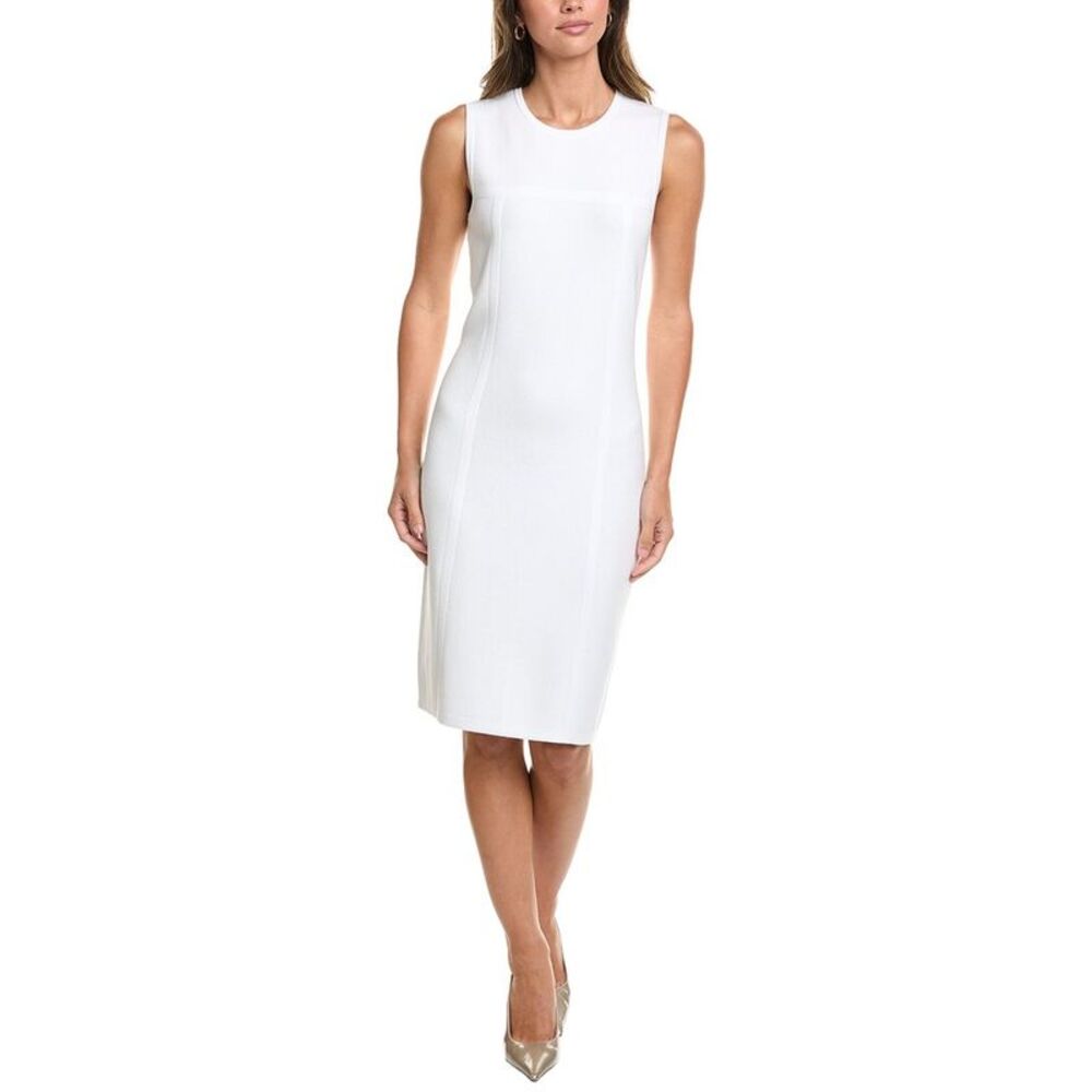 St. John Womens Pique Crew Dress, White